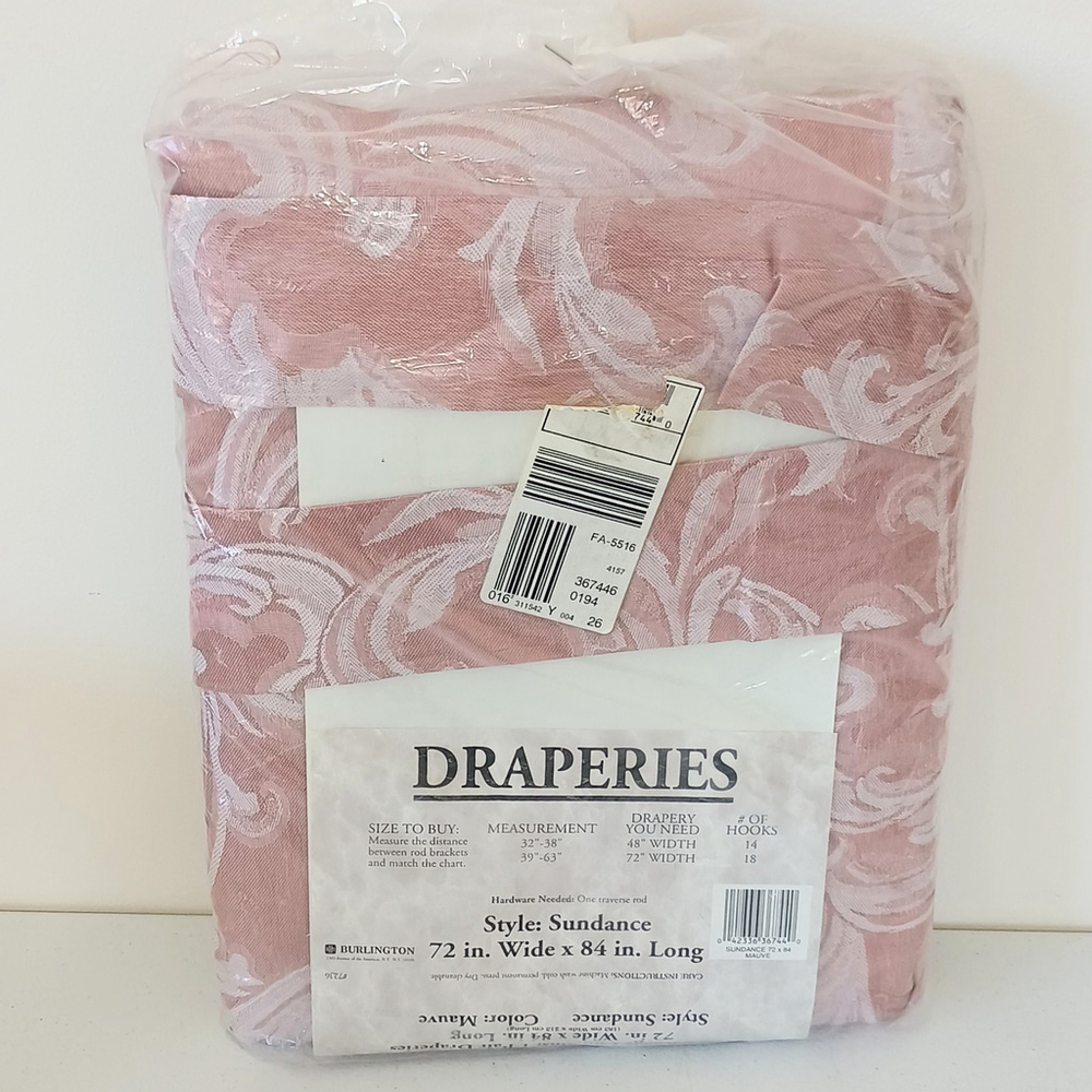 Vintage Burlington Draperies 1 Pair 72" X 84" Style Sundance Color Mauve Thermo